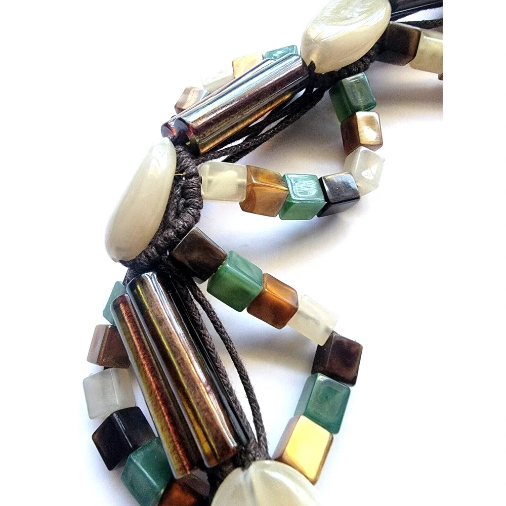 Vintage Boho Beaded Belt Multi Strand Coastal Cowgirl Festival L XL